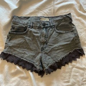 Black lacey jean shorts from Free People